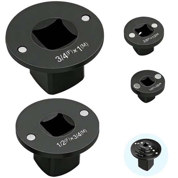 4 Pcs Low Profile Ratchet Adapter Set Socket Adapter for Tight Spaces, Carbon Steel Socket Converter, 1/4 to 3/8 & 3/8 to 1/2 Sizes, Black Finish
