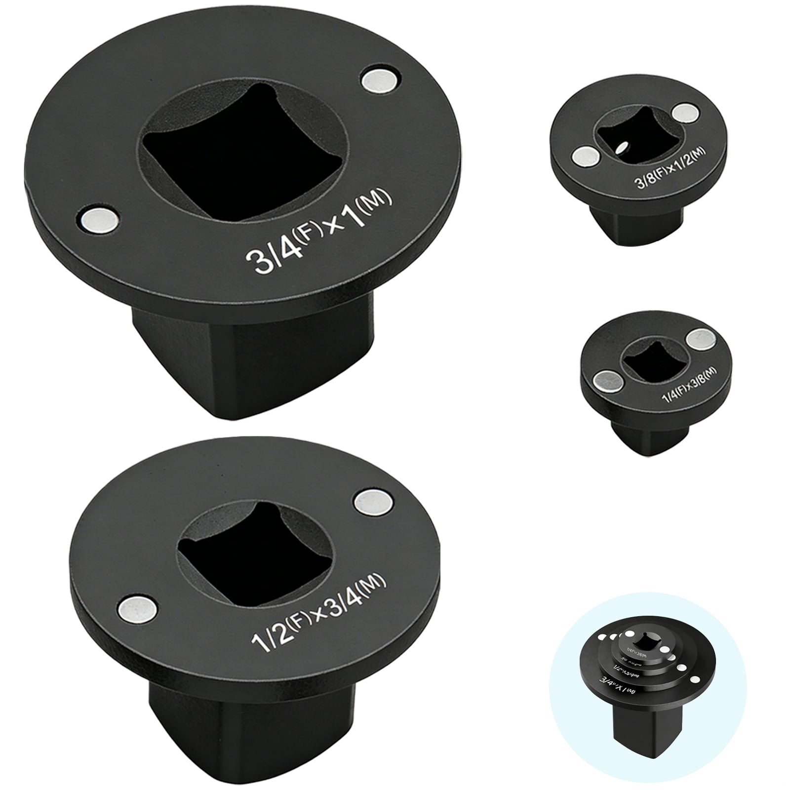 4 Pcs Drive Socket Adapter Set, Low Profile Converter for Tight Spaces ...