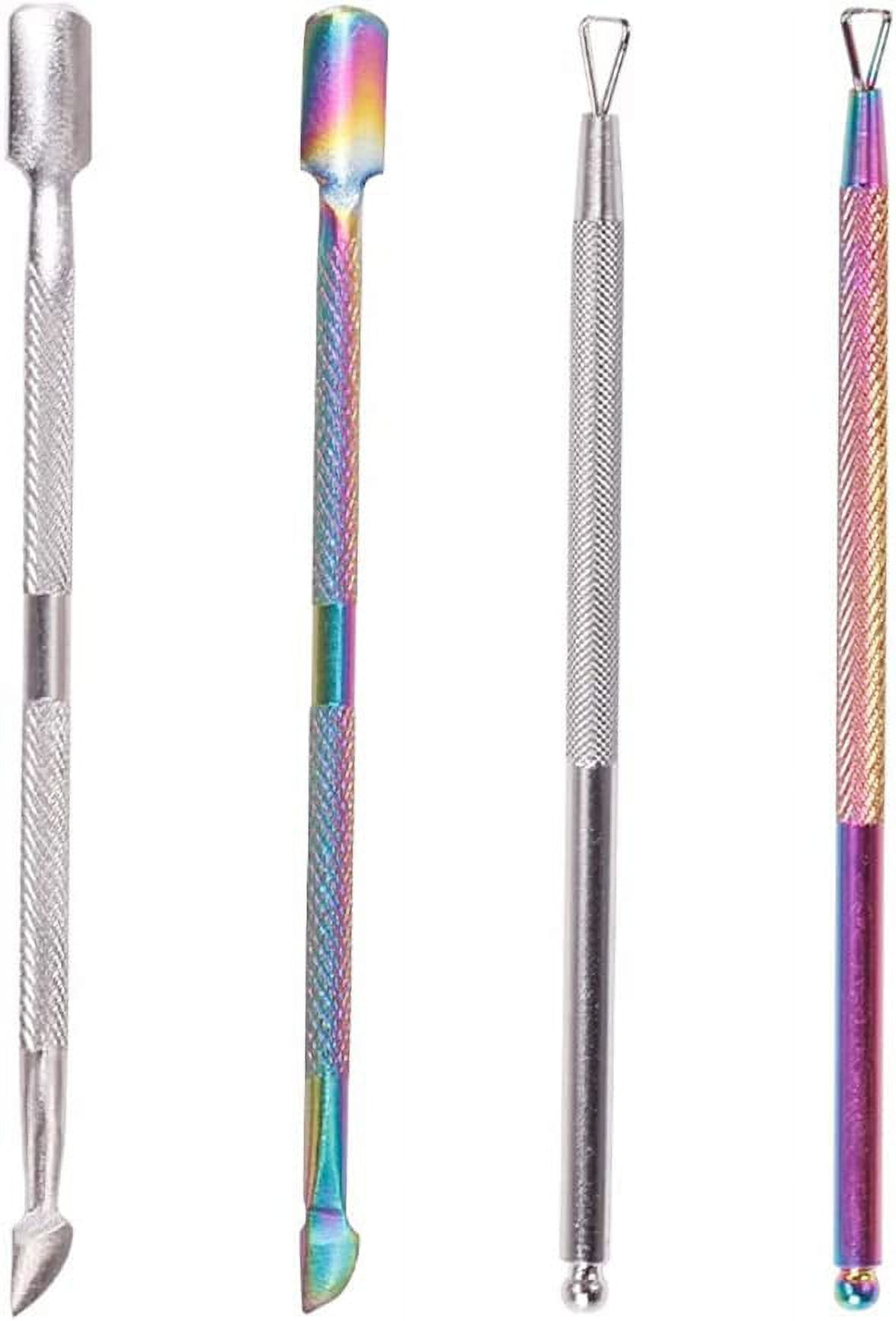 4 Pcs Stainless Steel Cuticle Pusher Cuticle Peeler Scraper Double