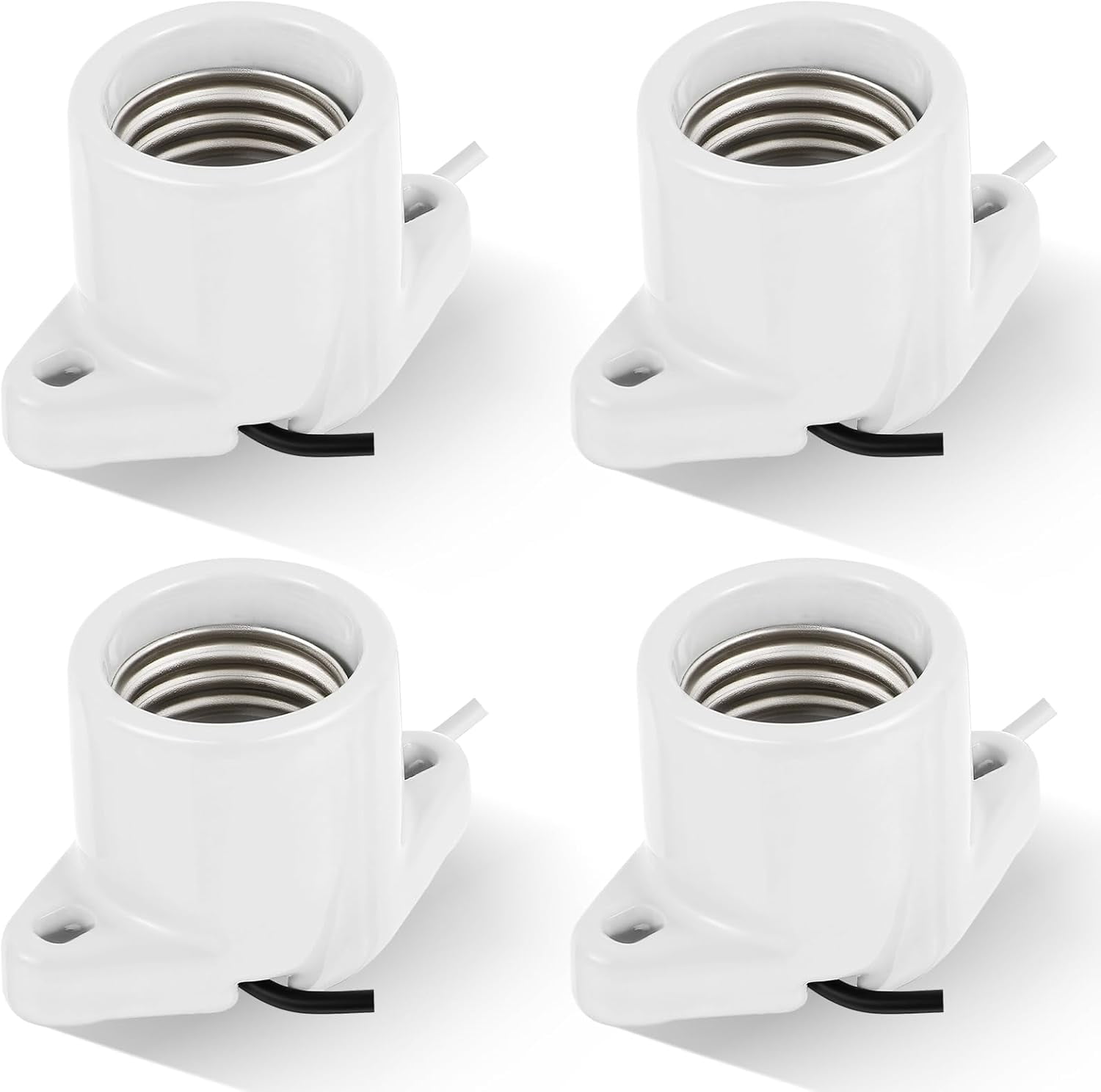 4 Pcs E26 Light Socket Porcelain Lamp Holder Socket Medium Keyless ...