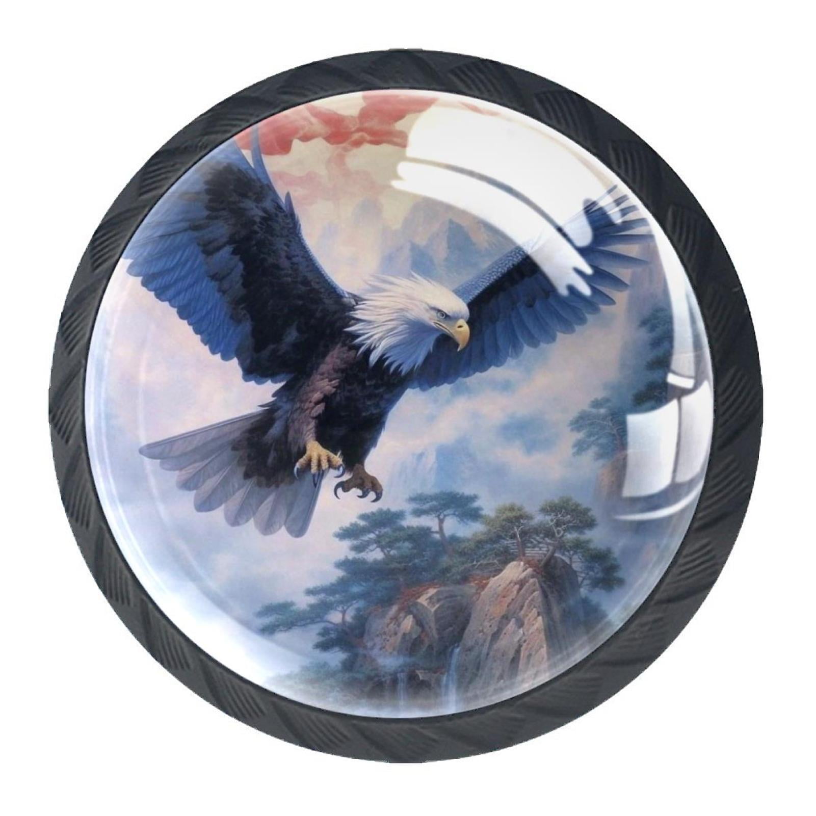 4 Pcs Eagle Knobs for Kitchen Cabinet Cupboard Dresser Bookcase Drawer Pulls Handles Round Home Decor