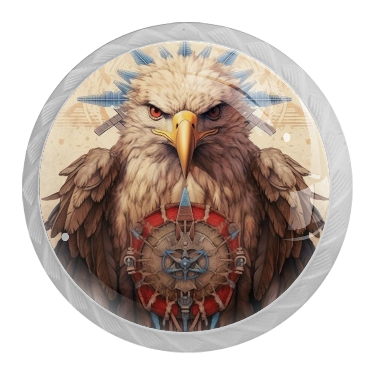 4 Pcs Eagle Knobs for Kitchen Cabinet Cupboard Dresser Bookcase Drawer Pulls Handles Round Home Decor