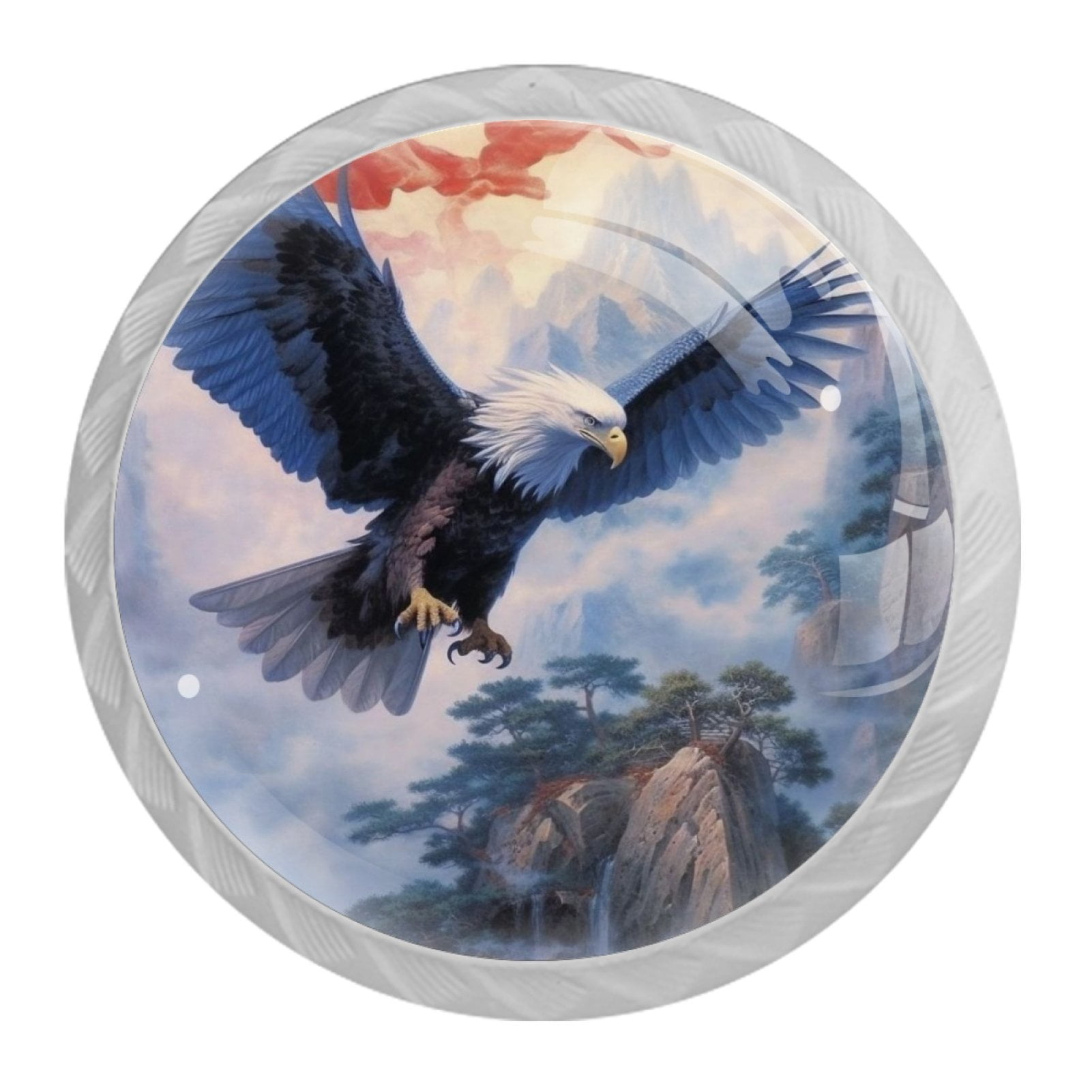 4 Pcs Eagle Knobs for Kitchen Cabinet Cupboard Dresser Bookcase Drawer Pulls Handles Round Home Decor
