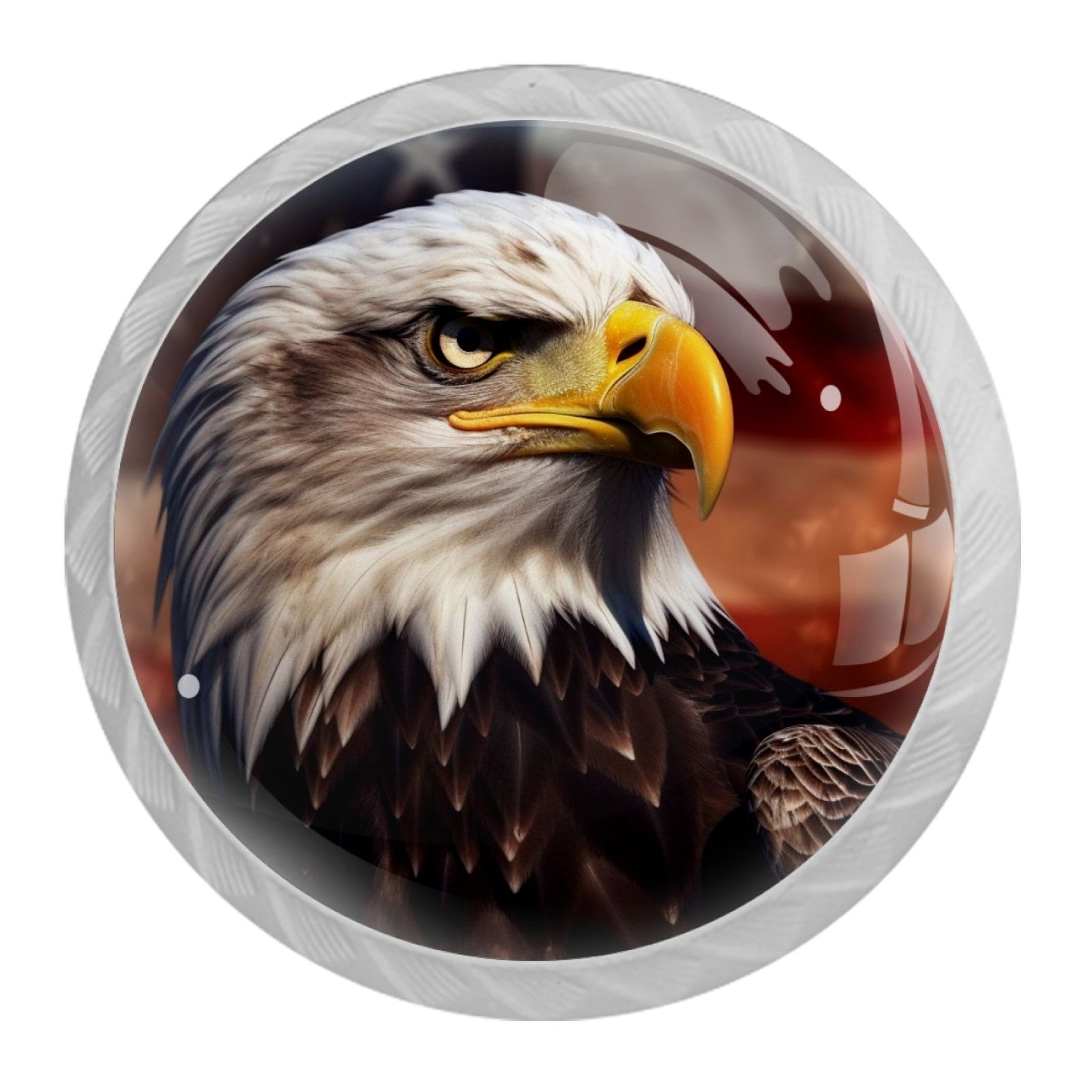 4 Pcs Eagle and American Flag Knobs for Kitchen Cabinet Cupboard Dresser Bookcase Drawer Pulls Handles Round Home Decor