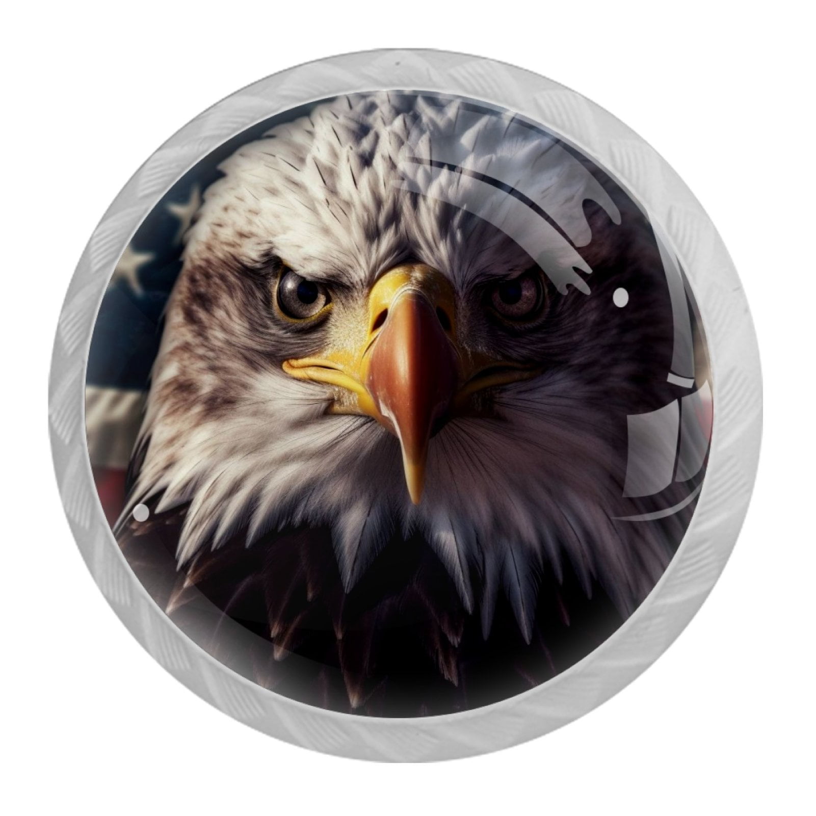 4 Pcs Eagle and American Flag Knobs for Kitchen Cabinet Cupboard Dresser Bookcase Drawer Pulls Handles Round Home Decor