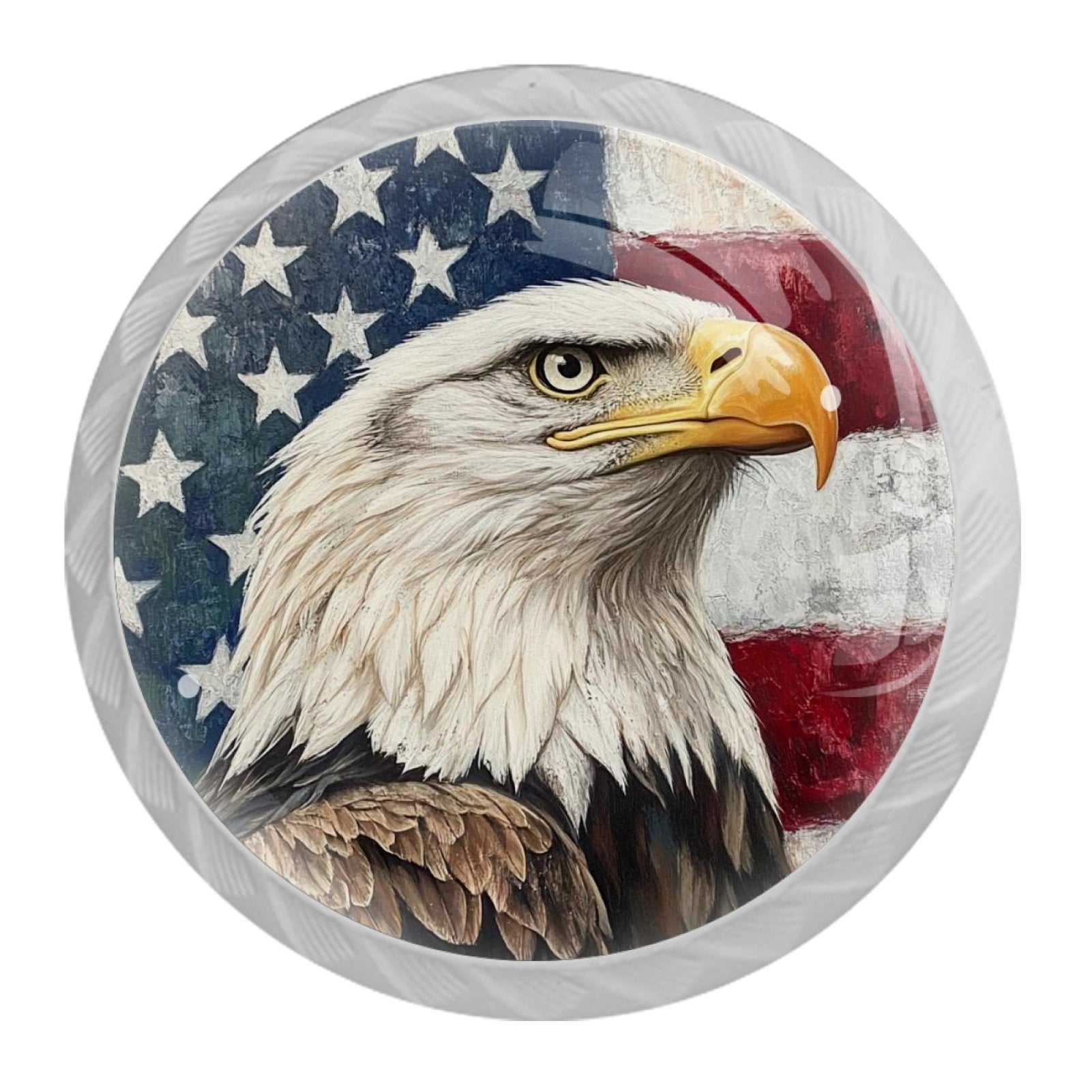 4 Pcs Eagle and American Flag Knobs for Kitchen Cabinet Cupboard Dresser Bookcase Drawer Pulls Handles Round Home Decor