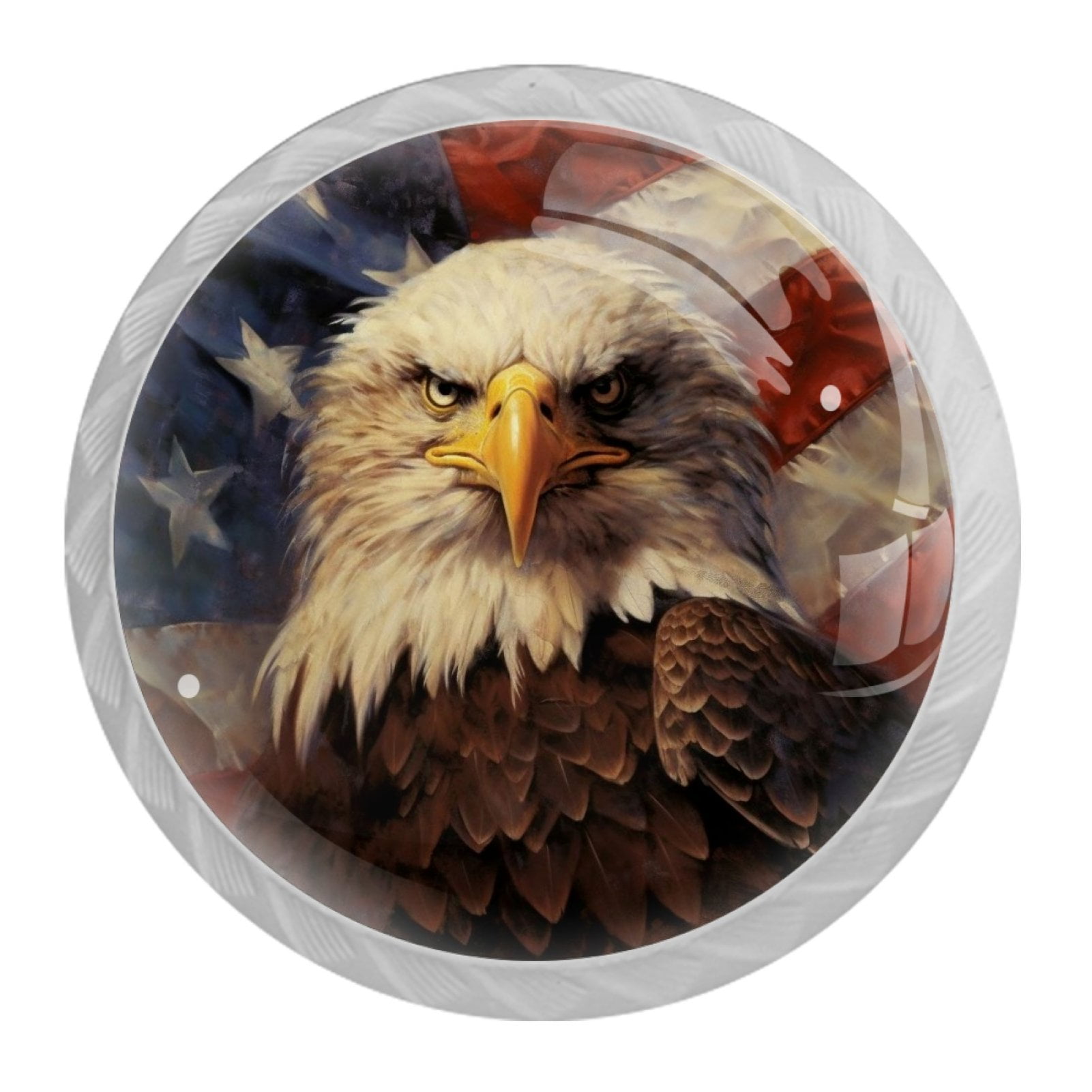 4 Pcs Eagle and American Flag Knobs for Kitchen Cabinet Cupboard Dresser Bookcase Drawer Pulls Handles Round Home Decor