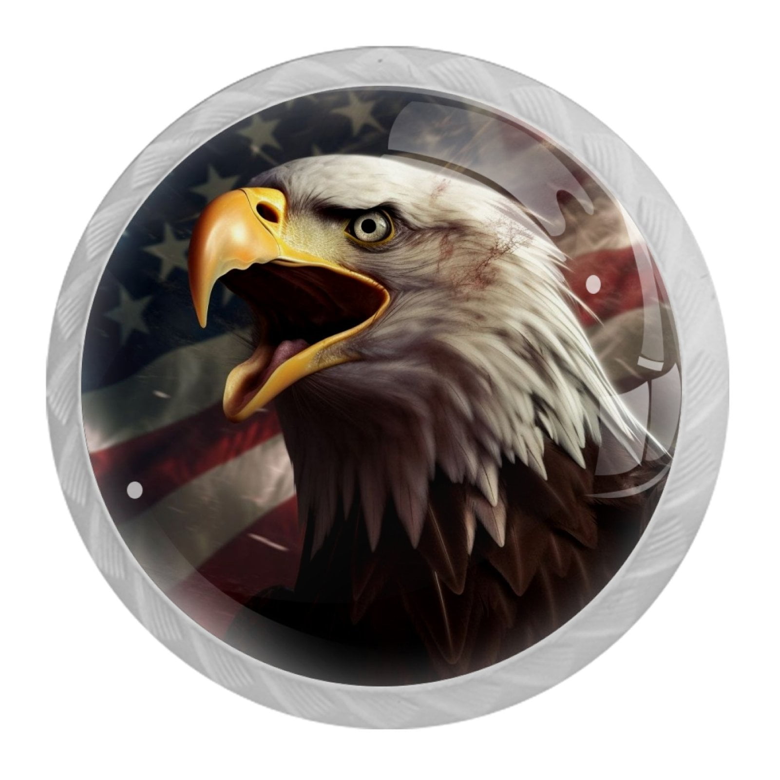 4 Pcs Eagle and American Flag Knobs for Kitchen Cabinet Cupboard Dresser Bookcase Drawer Pulls Handles Round Home Decor