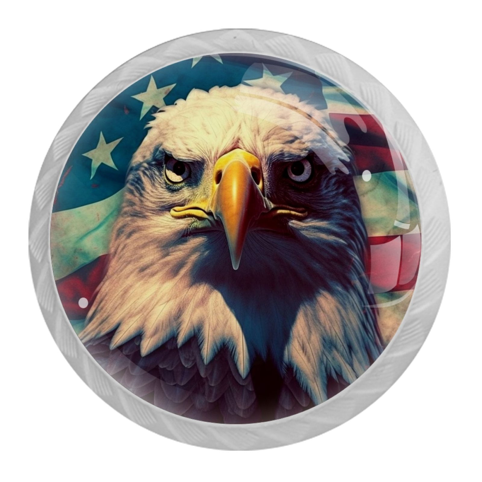 4 Pcs Eagle and American Flag Knobs for Kitchen Cabinet Cupboard Dresser Bookcase Drawer Pulls Handles Round Home Decor