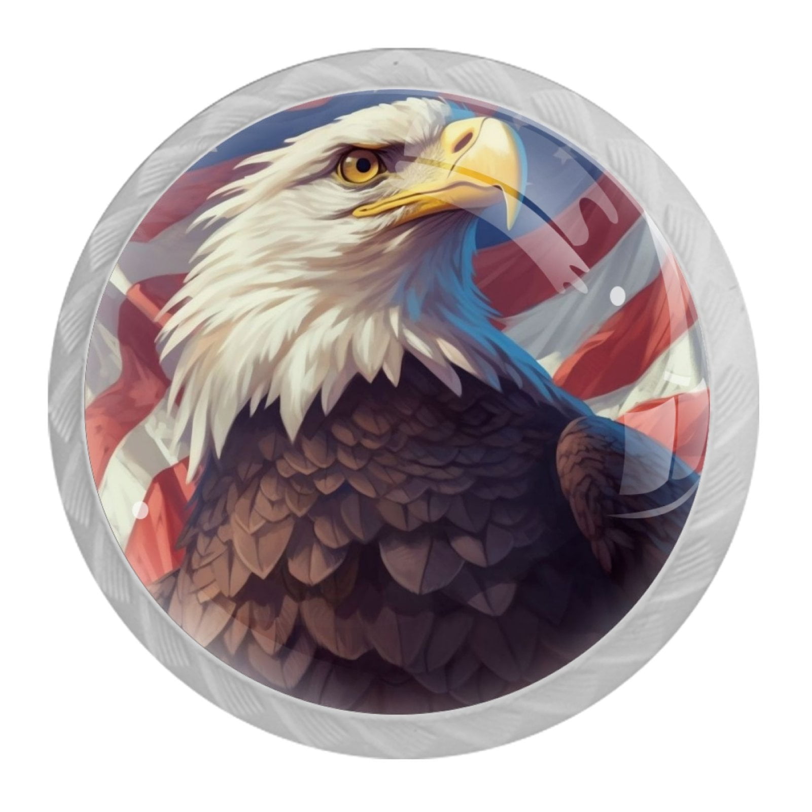 4 Pcs Eagle and American Flag Knobs for Kitchen Cabinet Cupboard Dresser Bookcase Drawer Pulls Handles Round Home Decor