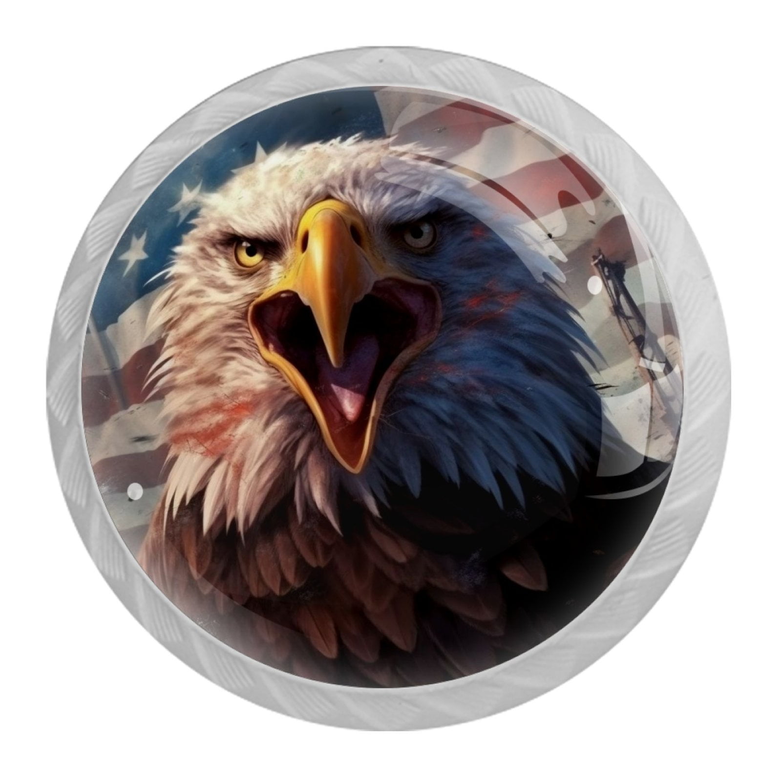 4 Pcs Eagle and American Flag Knobs for Kitchen Cabinet Cupboard Dresser Bookcase Drawer Pulls Handles Round Home Decor