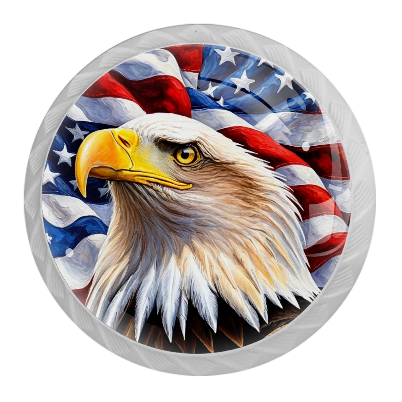 4 Pcs Eagle and American Flag Knobs for Kitchen Cabinet Cupboard Dresser Bookcase Drawer Pulls Handles Round Home Decor