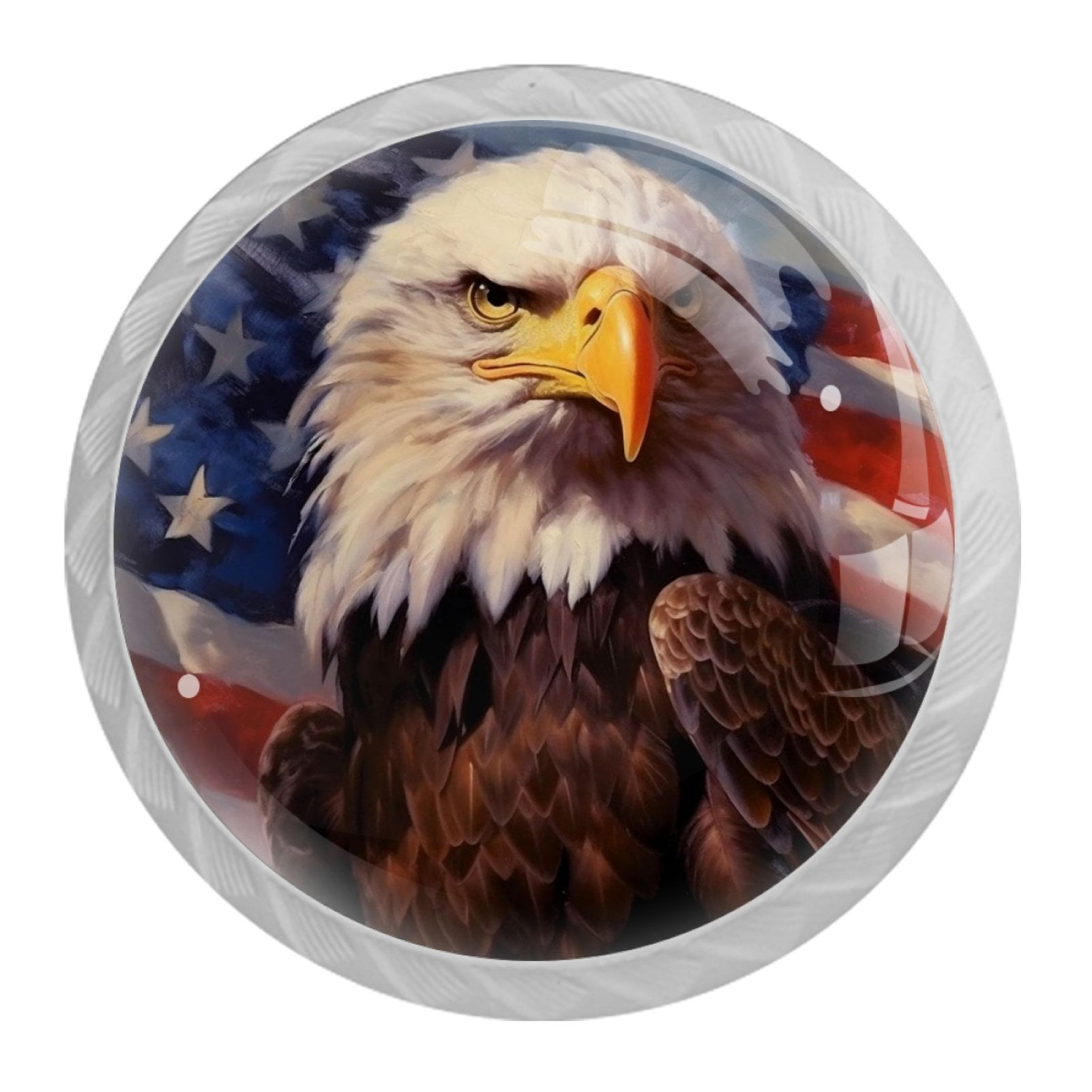 4 Pcs Eagle and American Flag Knobs for Kitchen Cabinet Cupboard Dresser Bookcase Drawer Pulls Handles Round Home Decor