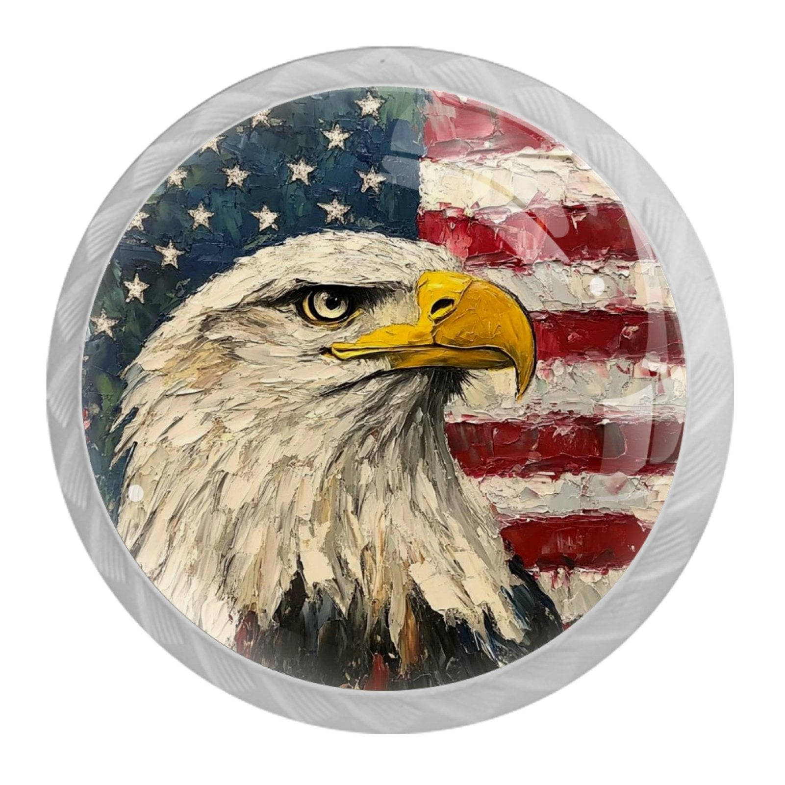 4 Pcs Eagle and American Flag Knobs for Kitchen Cabinet Cupboard Dresser Bookcase Drawer Pulls Handles Round Home Decor