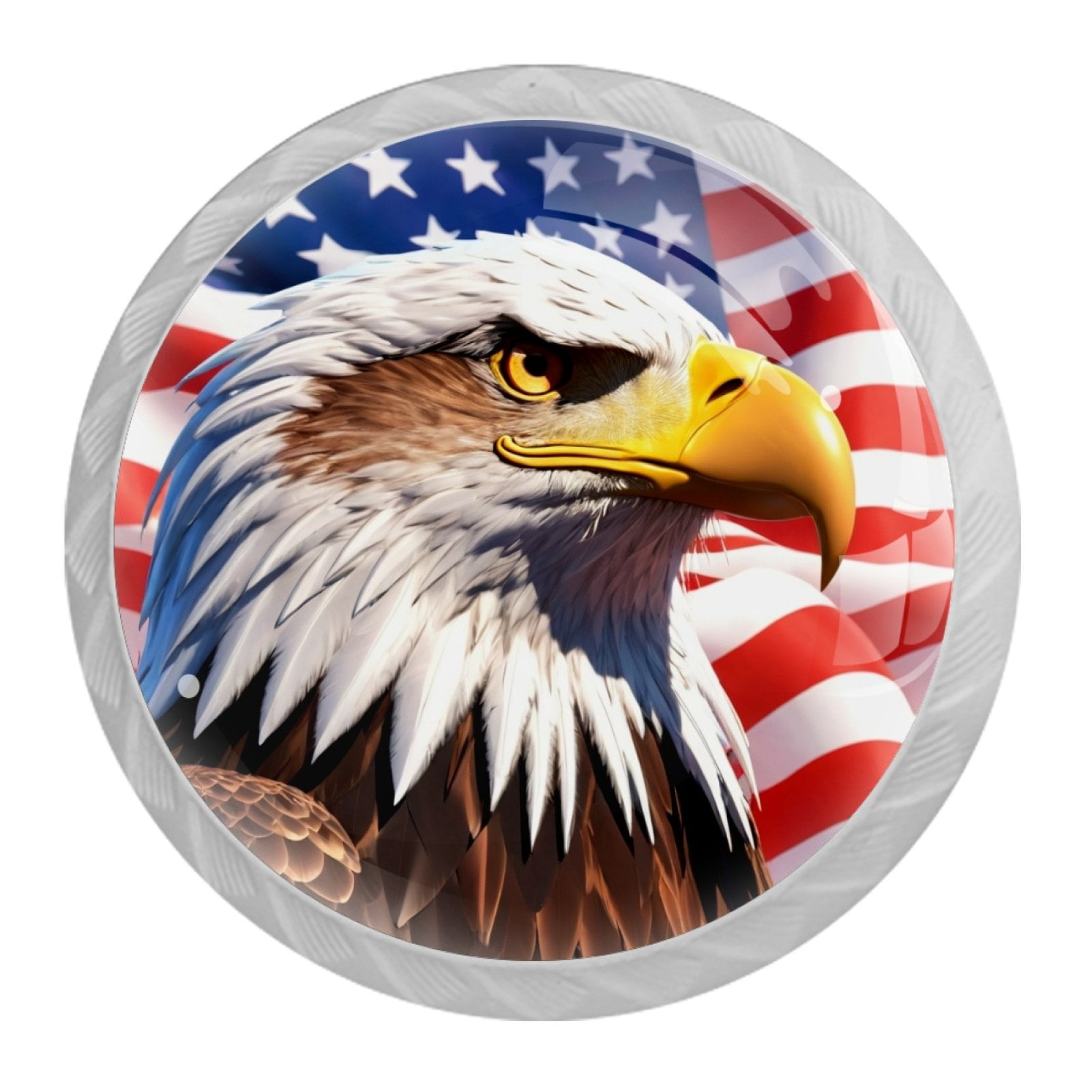 4 Pcs Eagle and American Flag Knobs for Kitchen Cabinet Cupboard Dresser Bookcase Drawer Pulls Handles Round Home Decor
