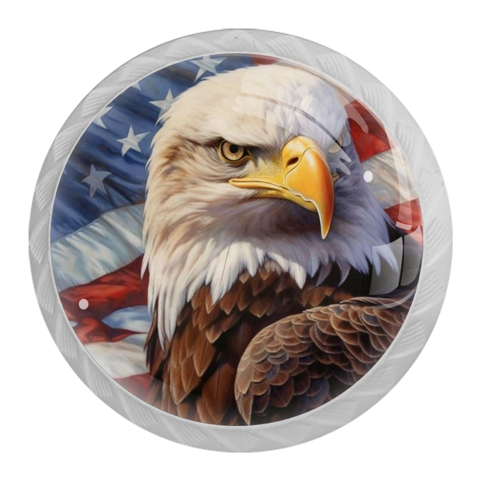 4 Pcs Eagle and American Flag Knobs for Kitchen Cabinet Cupboard Dresser Bookcase Drawer Pulls Handles Round Home Decor
