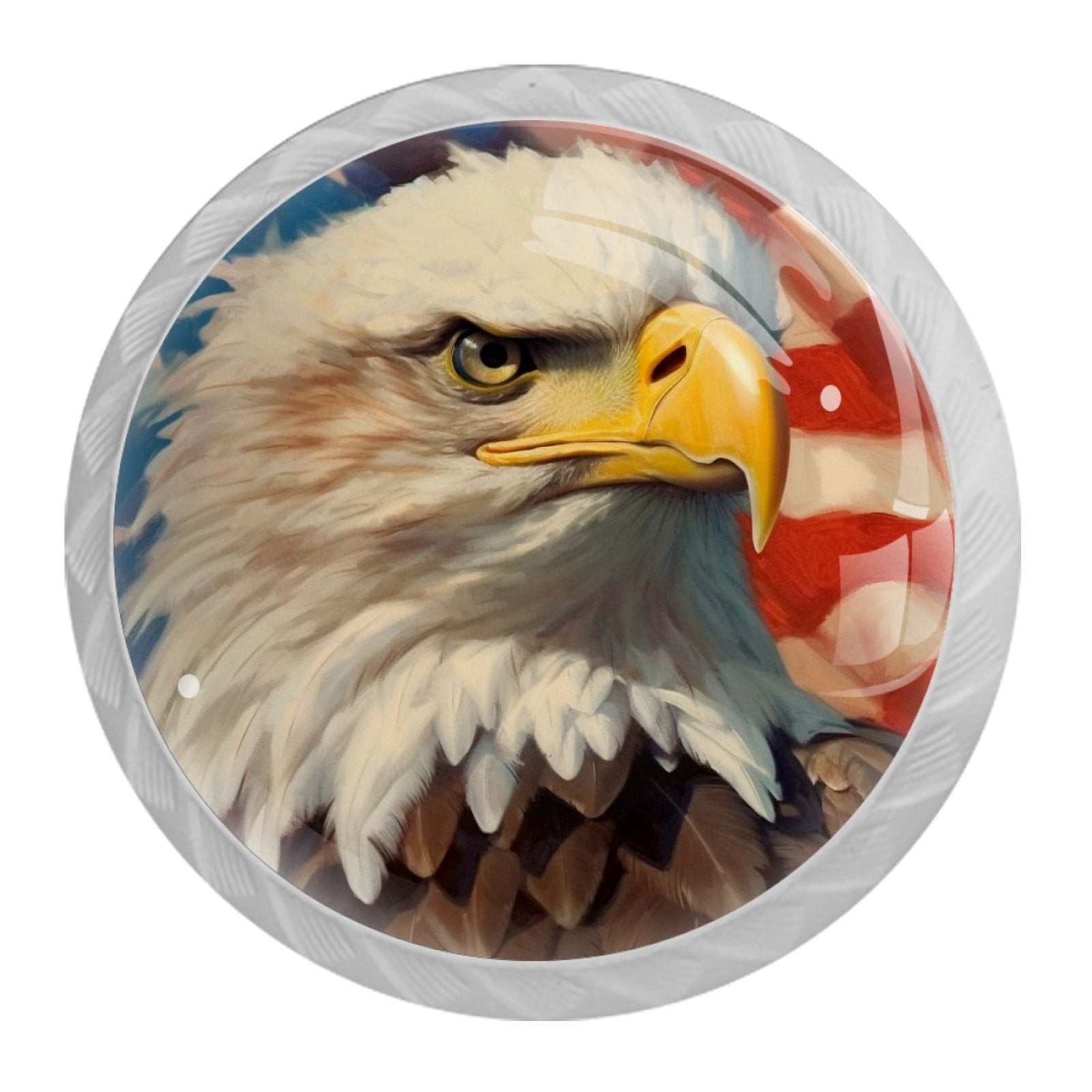 4 Pcs Eagle and American Flag Knobs for Kitchen Cabinet Cupboard Dresser Bookcase Drawer Pulls Handles Round Home Decor
