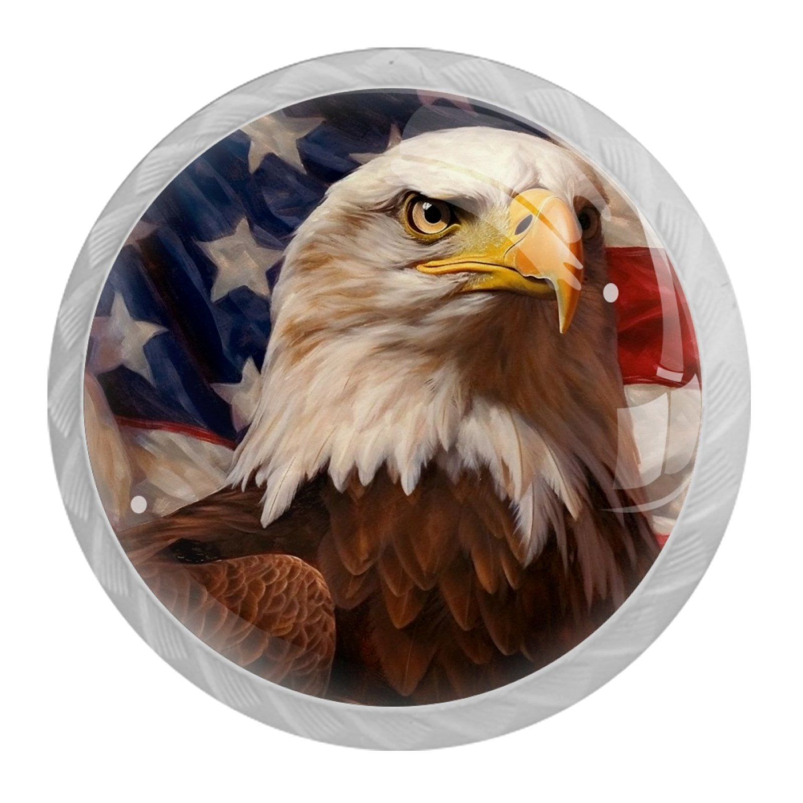 4 Pcs Eagle and American Flag Knobs for Kitchen Cabinet Cupboard Dresser Bookcase Drawer Pulls Handles Round Home Decor