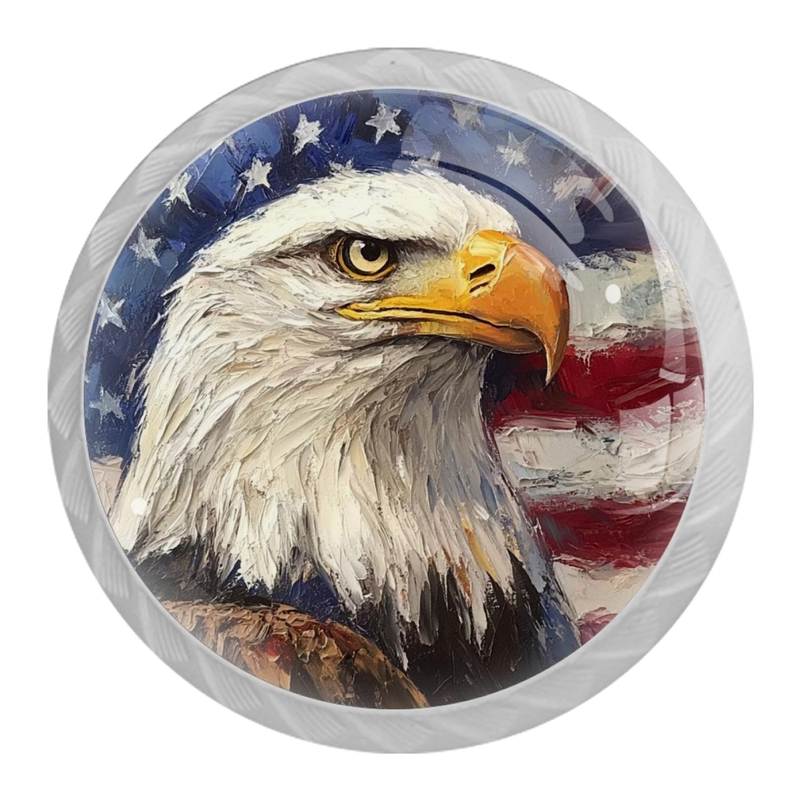 4 Pcs Eagle and American Flag Knobs for Kitchen Cabinet Cupboard Dresser Bookcase Drawer Pulls Handles Round Home Decor