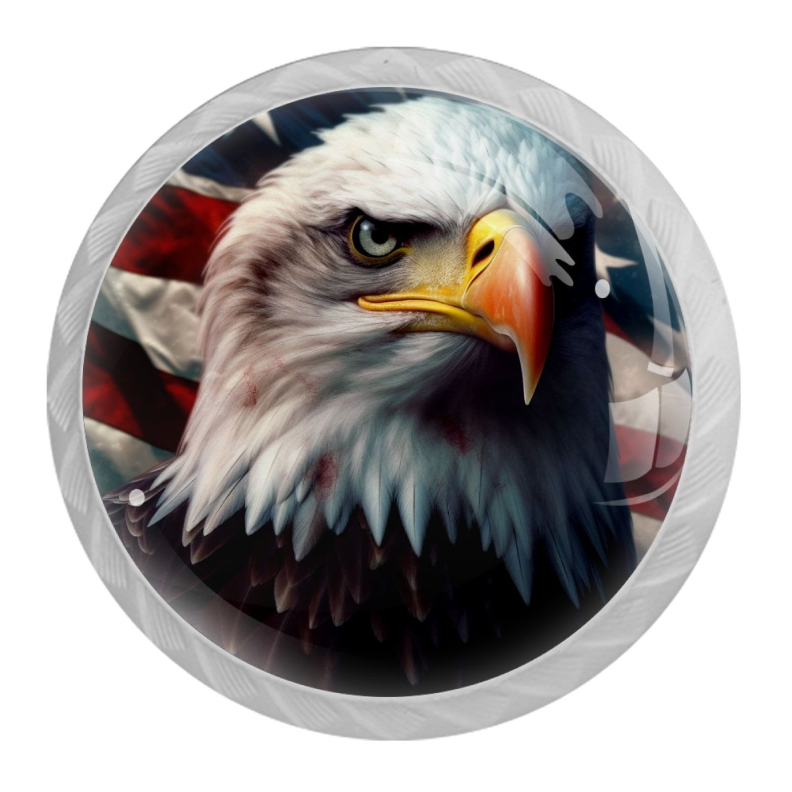 4 Pcs Eagle and American Flag Knobs for Kitchen Cabinet Cupboard Dresser Bookcase Drawer Pulls Handles Round Home Decor