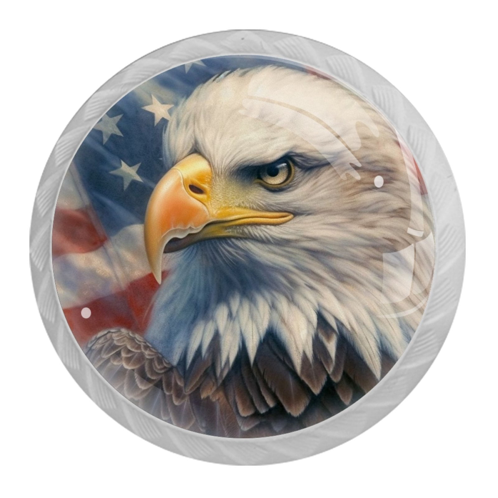 4 Pcs Eagle and American Flag Knobs for Kitchen Cabinet Cupboard Dresser Bookcase Drawer Pulls Handles Round Home Decor
