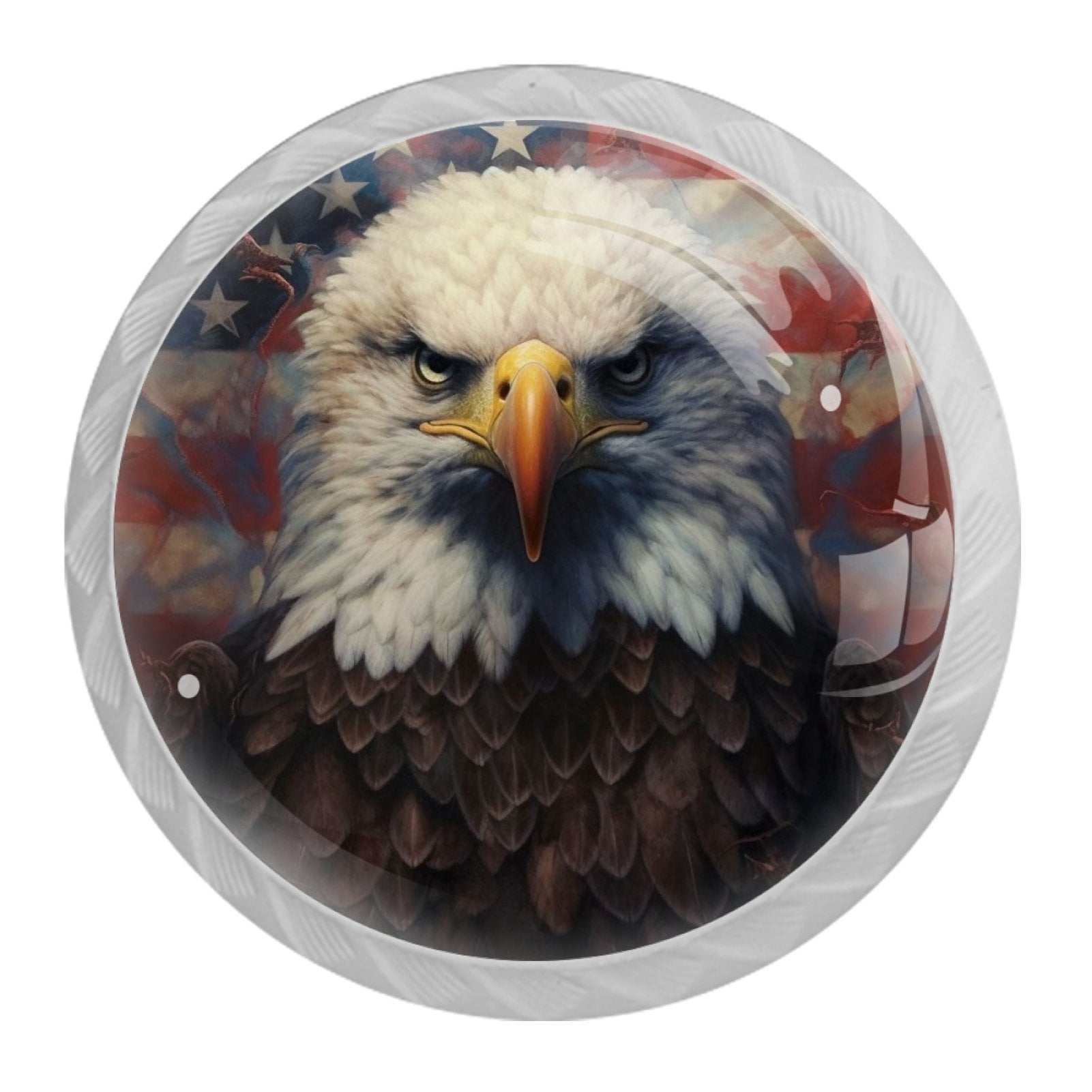 4 Pcs Eagle and American Flag Knobs for Kitchen Cabinet Cupboard Dresser Bookcase Drawer Pulls Handles Round Home Decor