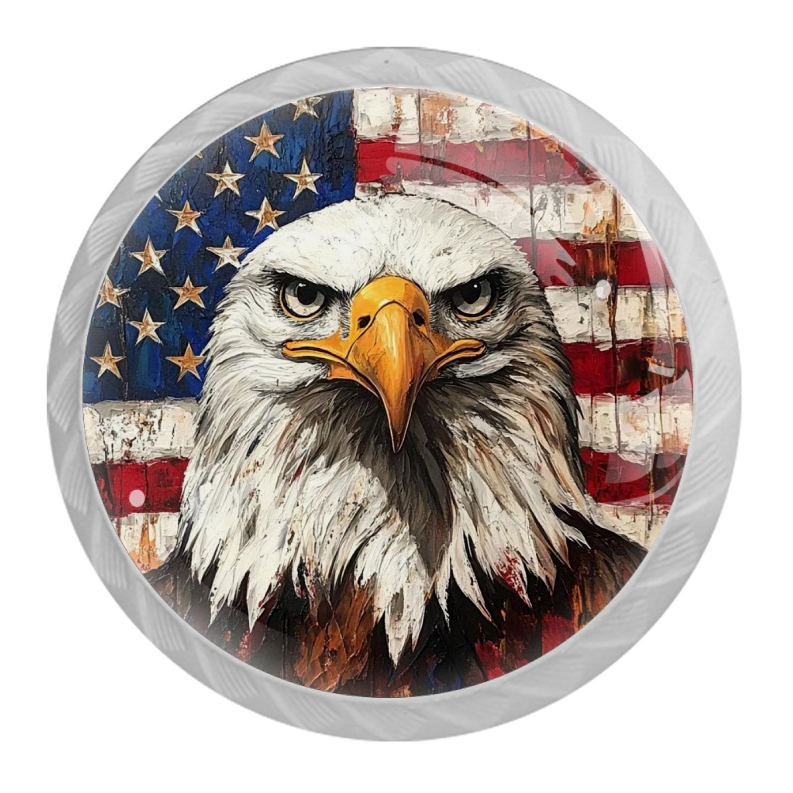 4 Pcs Eagle and American Flag Knobs for Kitchen Cabinet Cupboard Dresser Bookcase Drawer Pulls Handles Round Home Decor