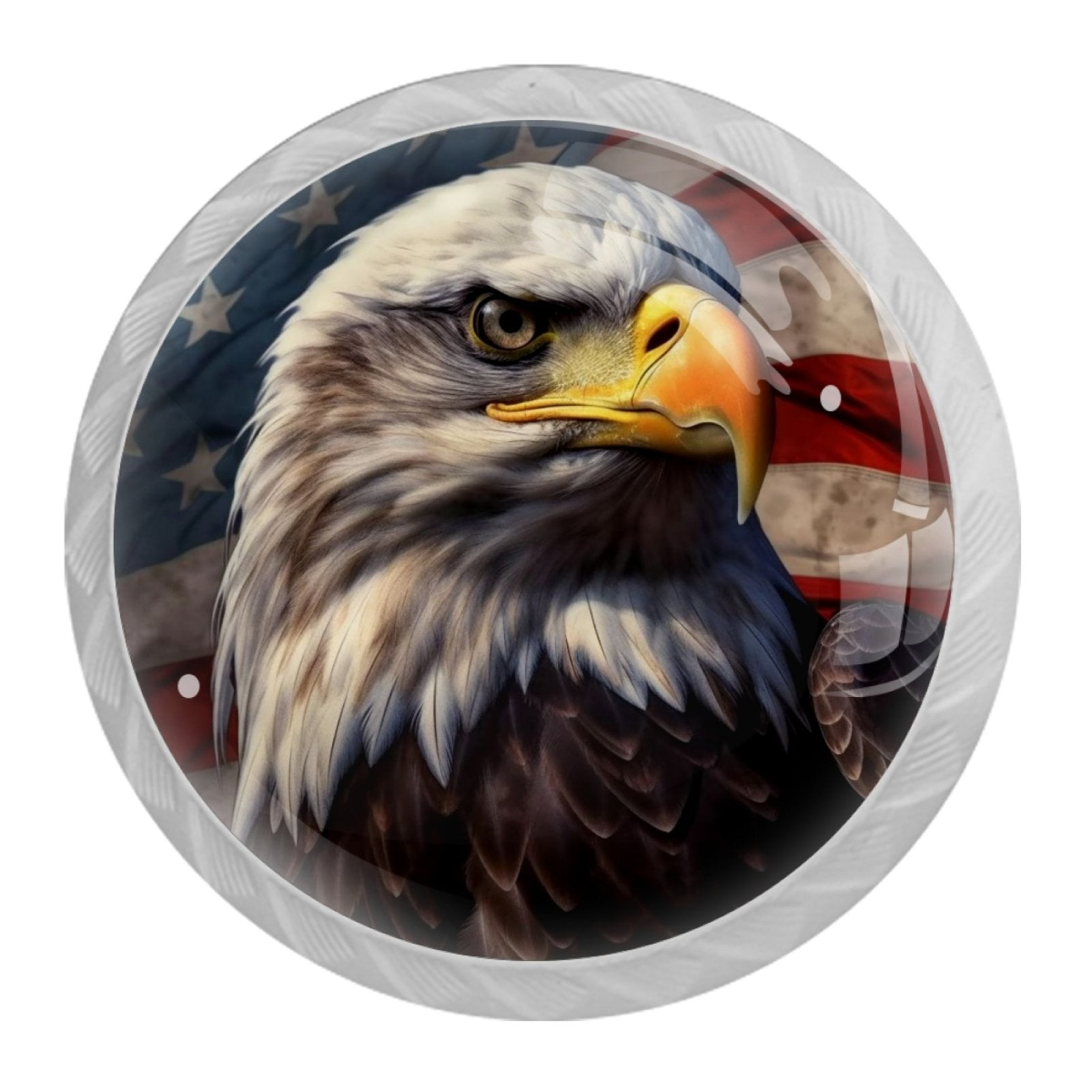 4 Pcs Eagle and American Flag Knobs for Kitchen Cabinet Cupboard Dresser Bookcase Drawer Pulls Handles Round Home Decor