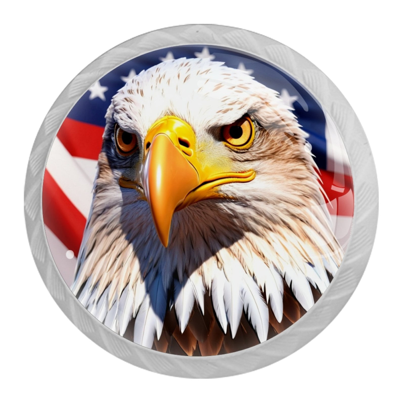 4 Pcs Eagle and American Flag Knobs for Kitchen Cabinet Cupboard Dresser Bookcase Drawer Pulls Handles Round Home Decor