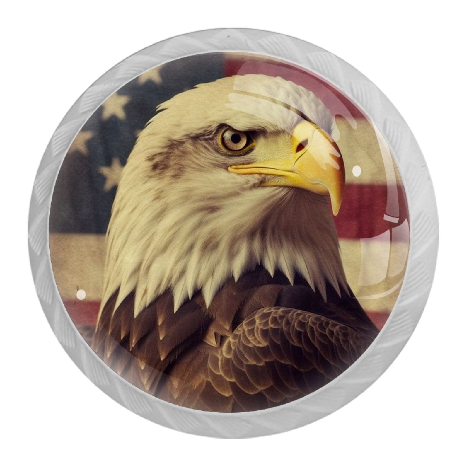 4 Pcs Eagle and American Flag Knobs for Kitchen Cabinet Cupboard Dresser Bookcase Drawer Pulls Handles Round Home Decor