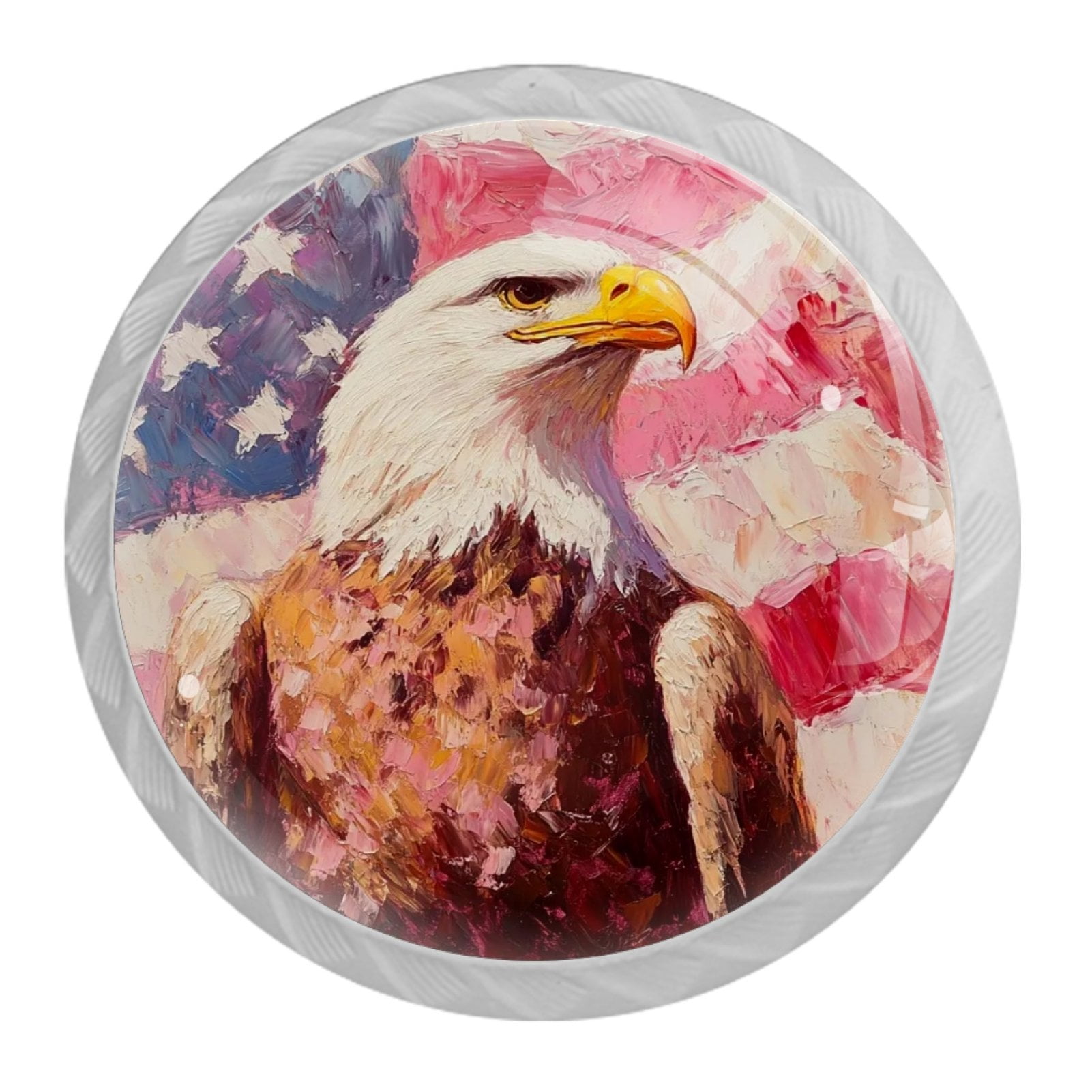 4 Pcs Eagle and American Flag Knobs for Kitchen Cabinet Cupboard Dresser Bookcase Drawer Pulls Handles Round Home Decor