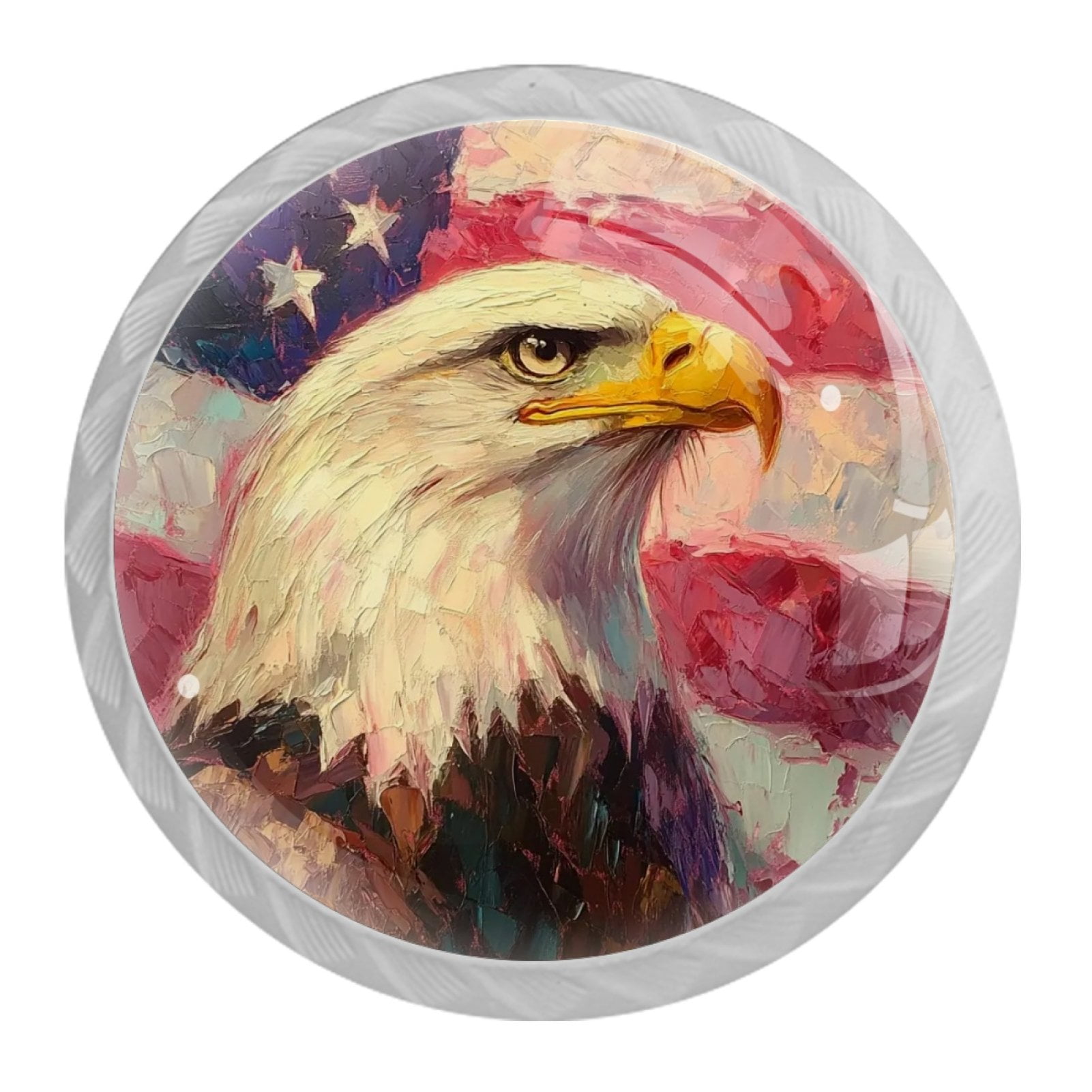 4 Pcs Eagle and American Flag Knobs for Kitchen Cabinet Cupboard Dresser Bookcase Drawer Pulls Handles Round Home Decor
