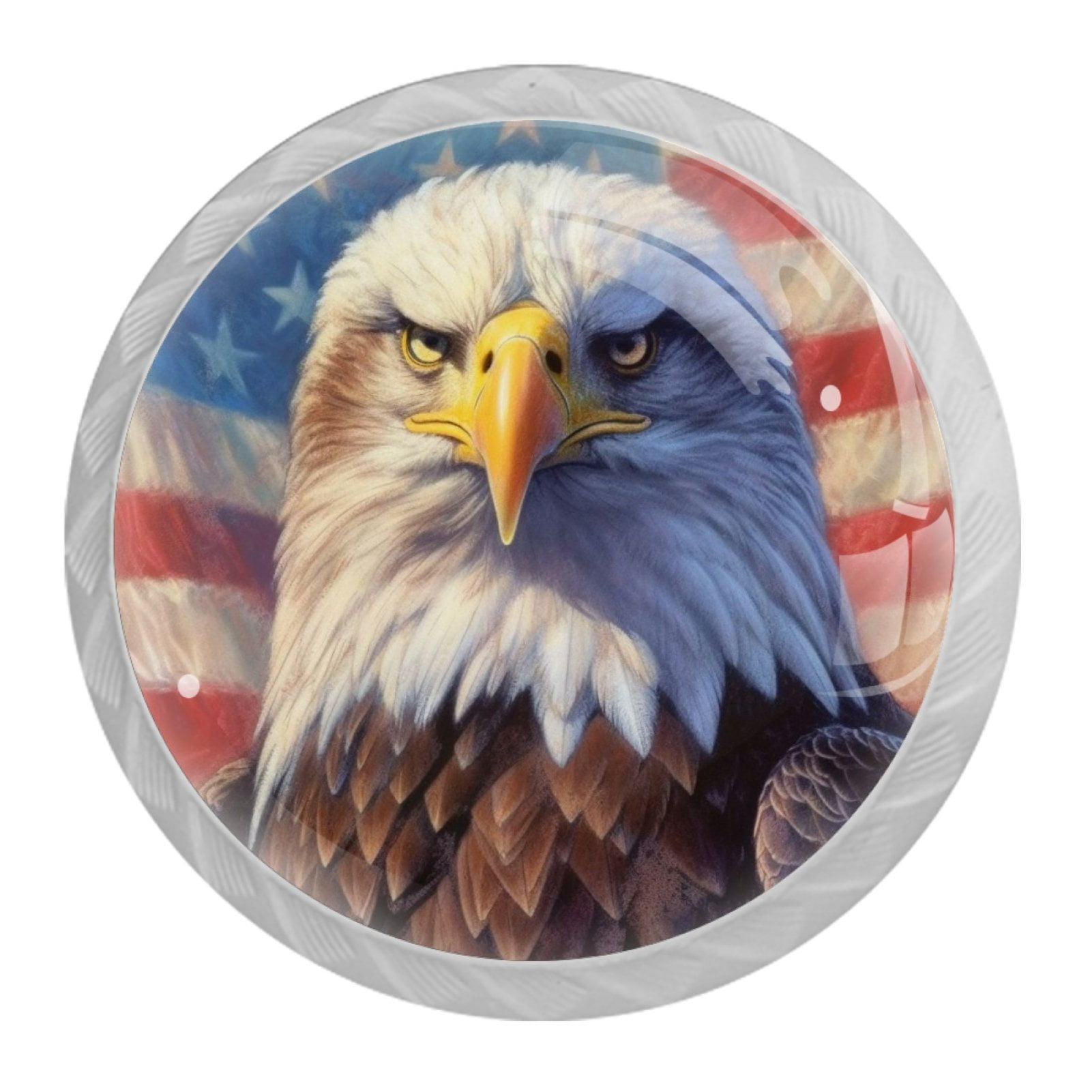 4 Pcs Eagle and American Flag Knobs for Kitchen Cabinet Cupboard Dresser Bookcase Drawer Pulls Handles Round Home Decor