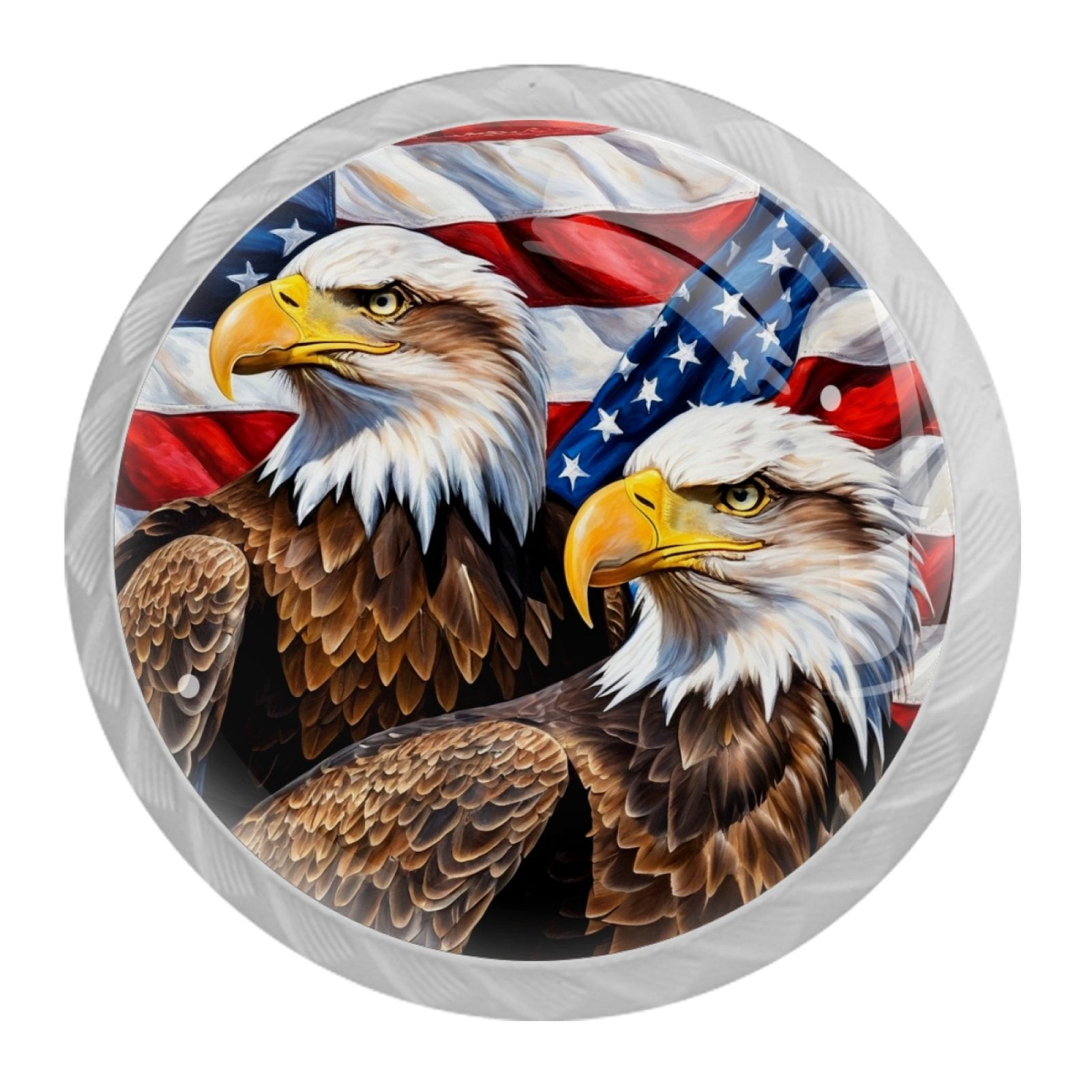 4 Pcs Eagle and American Flag Knobs for Kitchen Cabinet Cupboard Dresser Bookcase Drawer Pulls Handles Round Home Decor