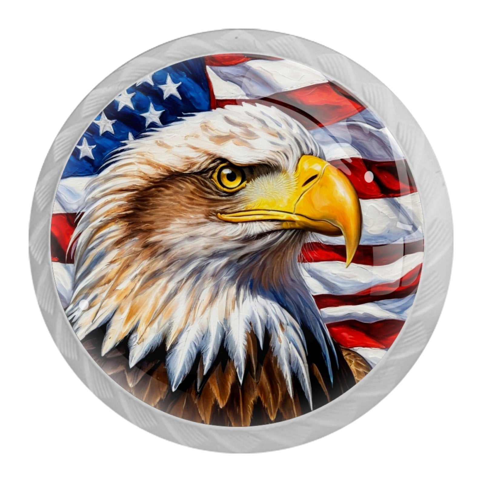 4 Pcs Eagle and American Flag Knobs for Kitchen Cabinet Cupboard Dresser Bookcase Drawer Pulls Handles Round Home Decor
