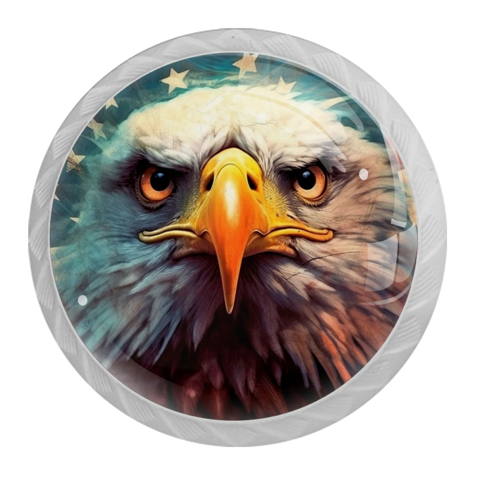 4 Pcs Eagle and American Flag Knobs for Kitchen Cabinet Cupboard Dresser Bookcase Drawer Pulls Handles Round Home Decor