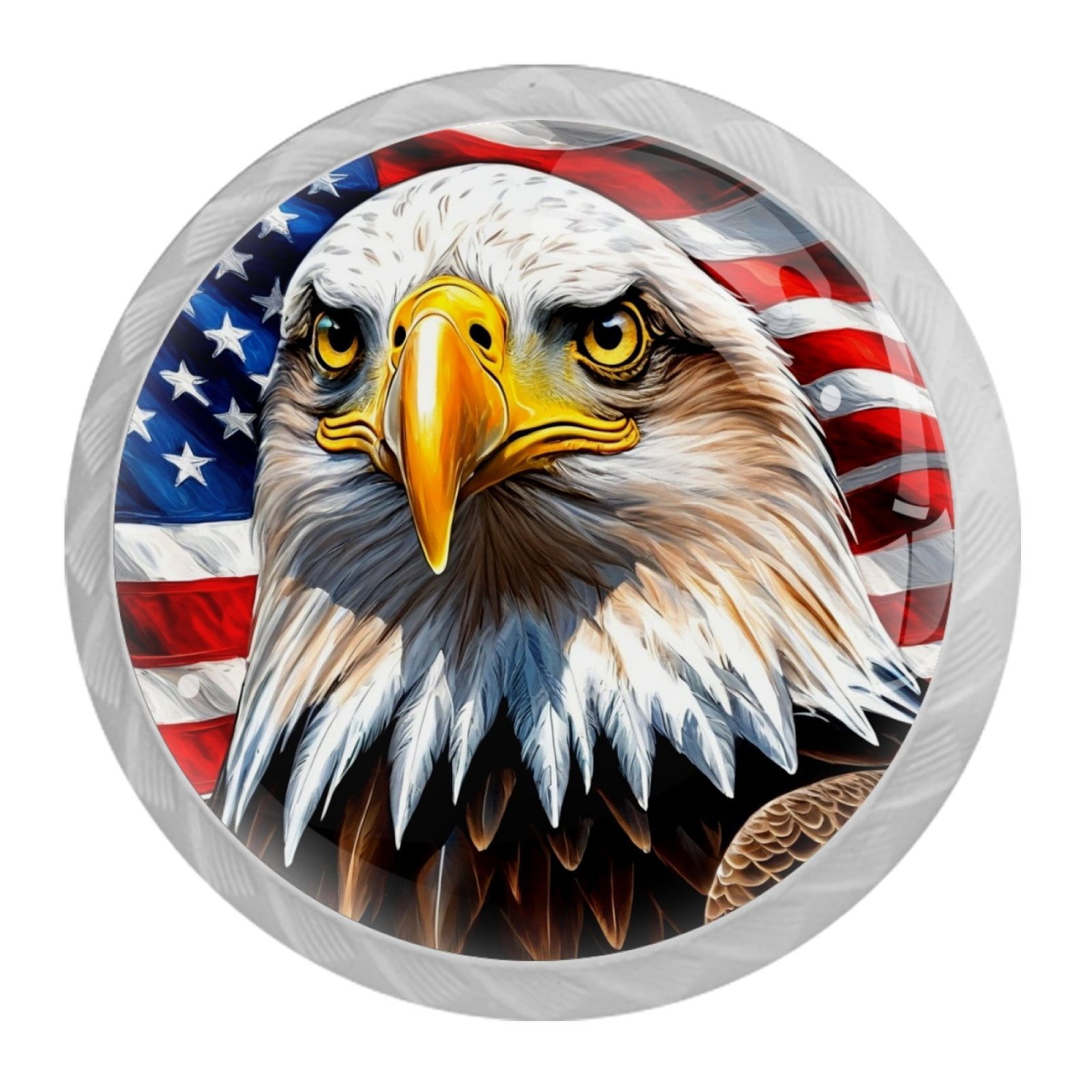 4 Pcs Eagle and American Flag Knobs for Kitchen Cabinet Cupboard Dresser Bookcase Drawer Pulls Handles Round Home Decor