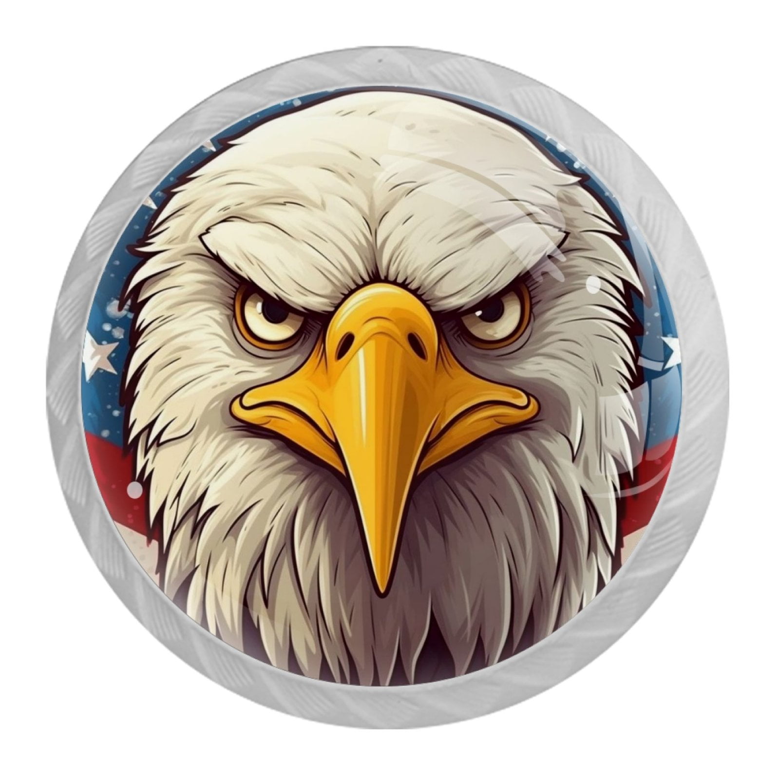4 Pcs Eagle and American Flag Knobs for Kitchen Cabinet Cupboard Dresser Bookcase Drawer Pulls Handles Round Home Decor