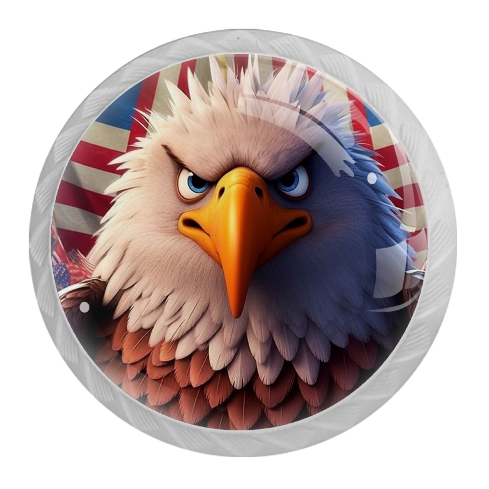 4 Pcs Eagle and American Flag Knobs for Kitchen Cabinet Cupboard Dresser Bookcase Drawer Pulls Handles Round Home Decor
