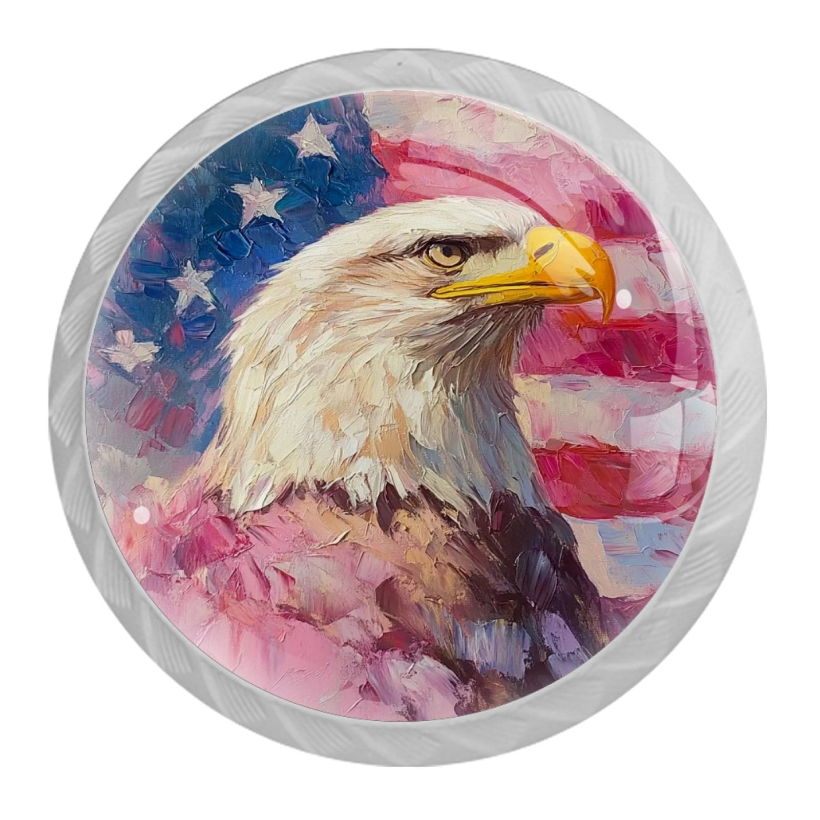 4 Pcs Eagle and American Flag Knobs for Kitchen Cabinet Cupboard Dresser Bookcase Drawer Pulls Handles Round Home Decor