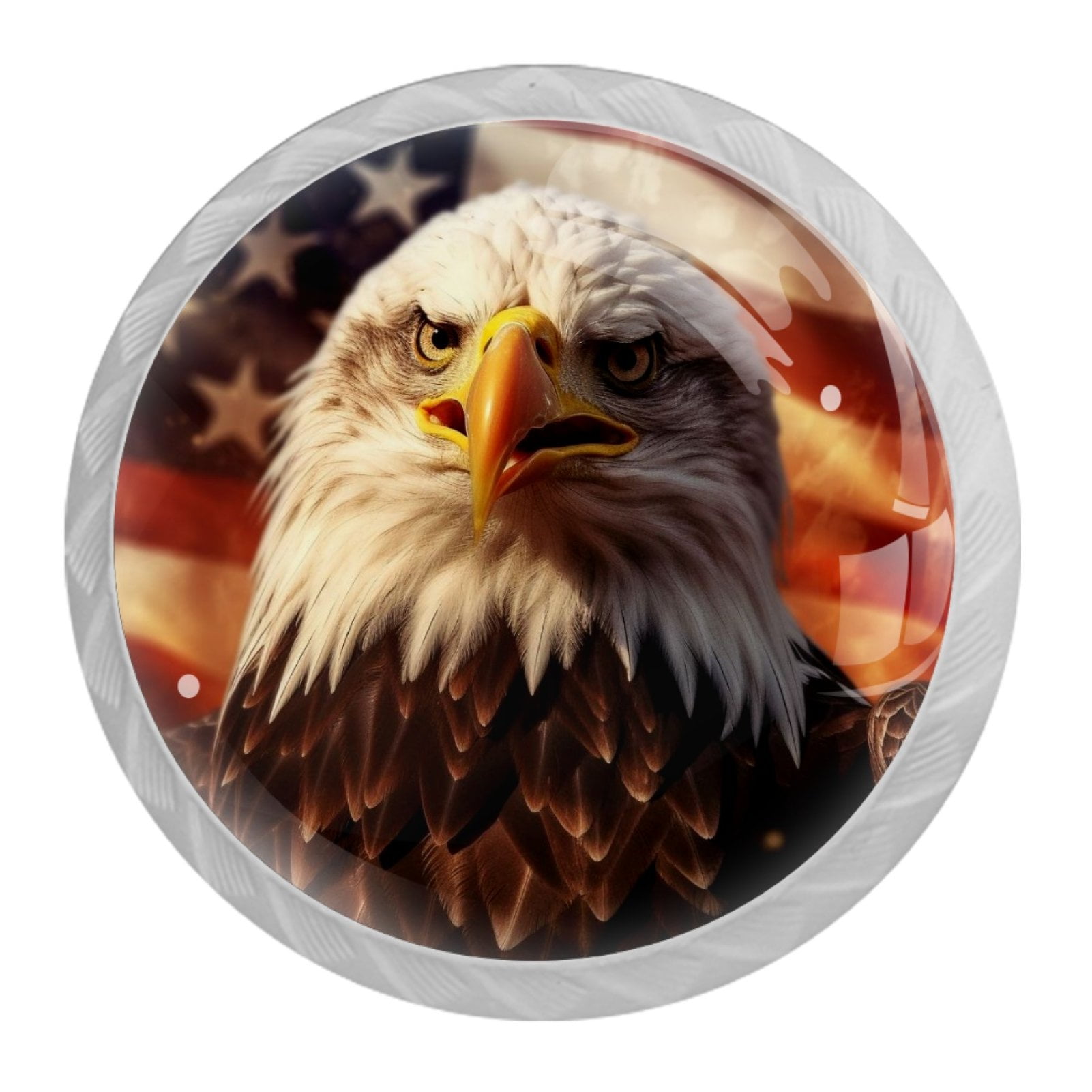 4 Pcs Eagle and American Flag Knobs for Kitchen Cabinet Cupboard Dresser Bookcase Drawer Pulls Handles Round Home Decor