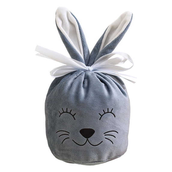 4 Pcs Easter Bunny Candy Drawstring Bags Velvet Cute Rabbit Ears Face Treat Bags Bunny Candy Goodie Favor Bag for Easter Party Egg Hunt Stuffer Basket Holiday Decoration