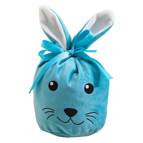 4 Pcs Easter Bunny Candy Drawstring Bags Velvet Cute Rabbit Ears Face Treat Bags Bunny Candy Goodie Favor Bag for Easter Party Egg Hunt Stuffer Basket Holiday Decoration