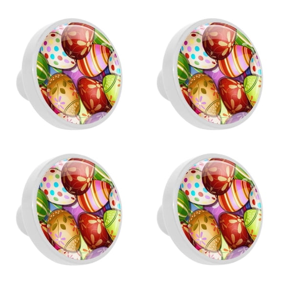 4 Pcs Easter Colorful Eggs Knobs for Kitchen Cabinet Cupboard Dresser Bookcase Drawer Pulls Handles Round Home Decor