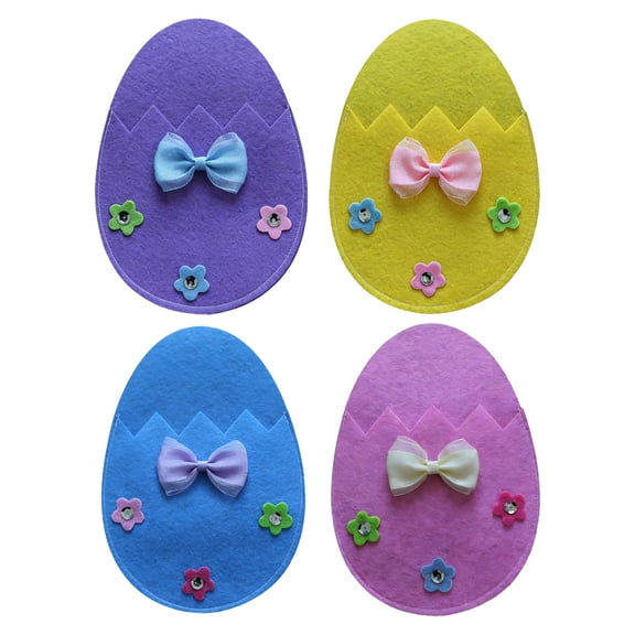 4 Pcs Easter Cutlery Holders Felt Easter Egg Tableware Utensil Holder Bag Silverware Pouch Bags for Knife Forks Organizer Home Spring Easter Party Table Decoration Wedding Birthday Party Supplies