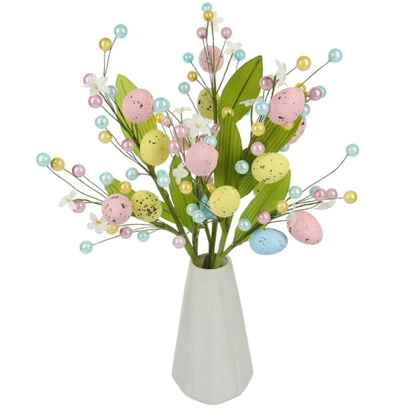 4 Pcs Easter Egg Stems for Floral Arrangements, Colorful Spring Easter Flower Branches, Easter Flower Vine, Artificial Easter Picks, Home Centerpiece Decor and Easter Decorations
