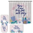 thumbnail image 1 of 4 Pcs Easter Shower Curtain Set with Non-Slip Rug, Toilet Lid Cover and Bath Mat,Funny Rabbit Easter with 12 Hooks, Happy Easter Shower Curtain Sets for Bathroom, 1 of 7