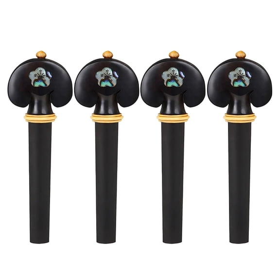 4 Ebony Violin Pegs, Abalone Shell Inlay, Tone Enhancement