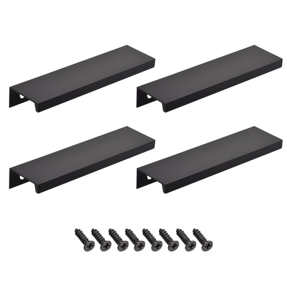 4 Pcs Edge Pull Handle 120 x 32mm Aluminum Alloy Cabinet Drawer Pull Black