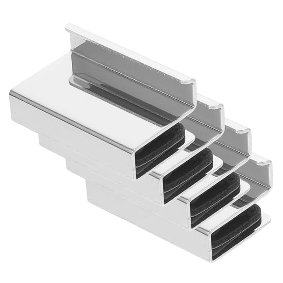 4 Pcs Edge Pulls for Cabinets Glass Door Handle 4.00X2.30X1.70CM Silver